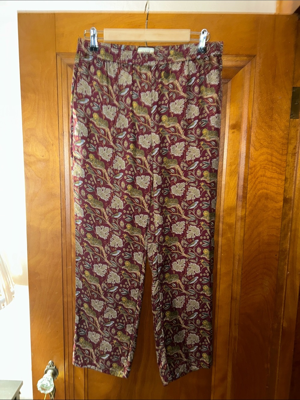 J. Crew Collection Pull-on silk-twill pant in jungle cat print; Sz 4; #AQ556